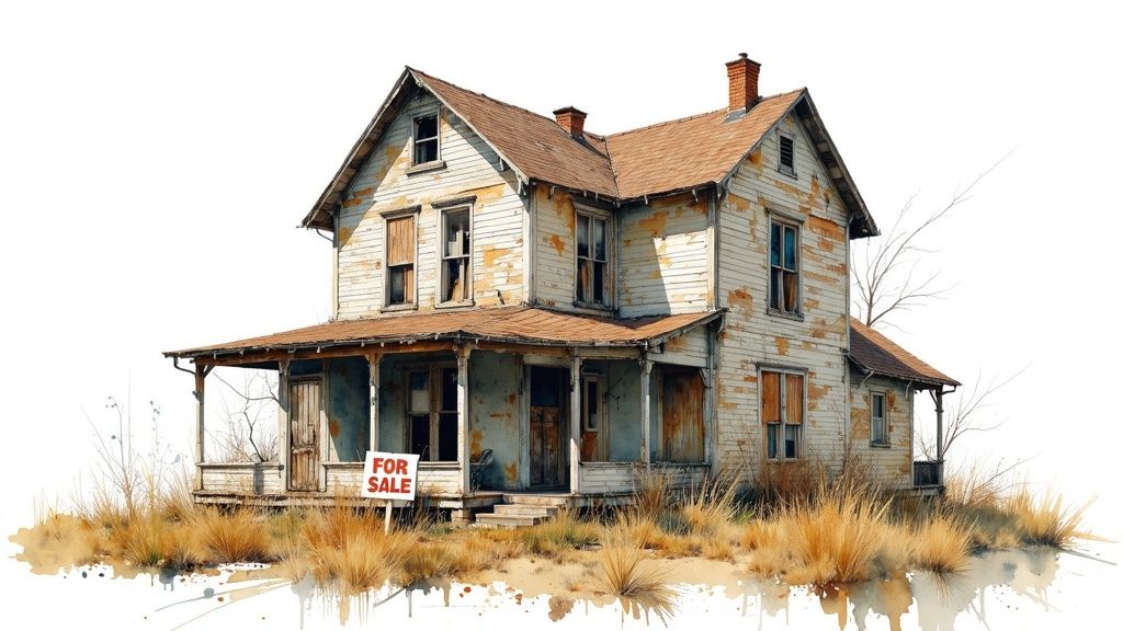 A modern house with a for sale sign in front of it, indicating a real estate opportunity.