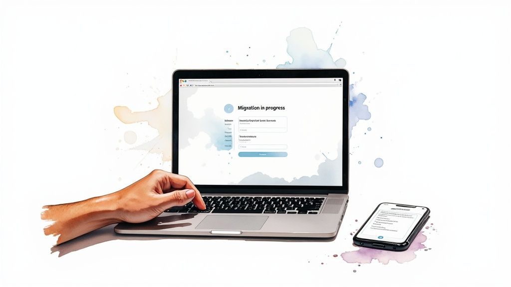 A landlord and tenant shaking hands in front of a a property, symbolizing a successful transition.