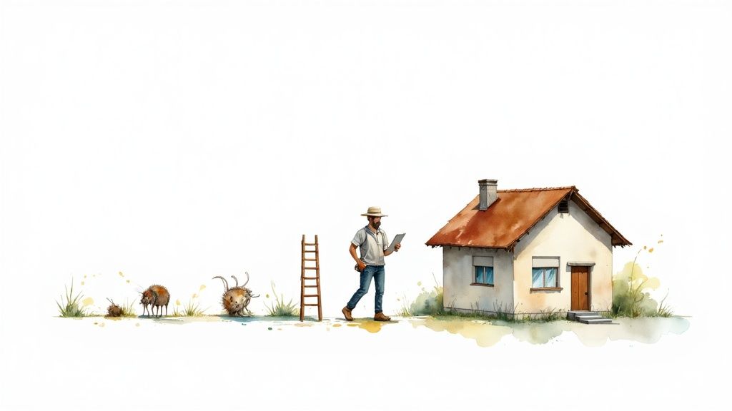 A home inspector examining the electrical panel of a house, highlighting the detailed investigation phase.