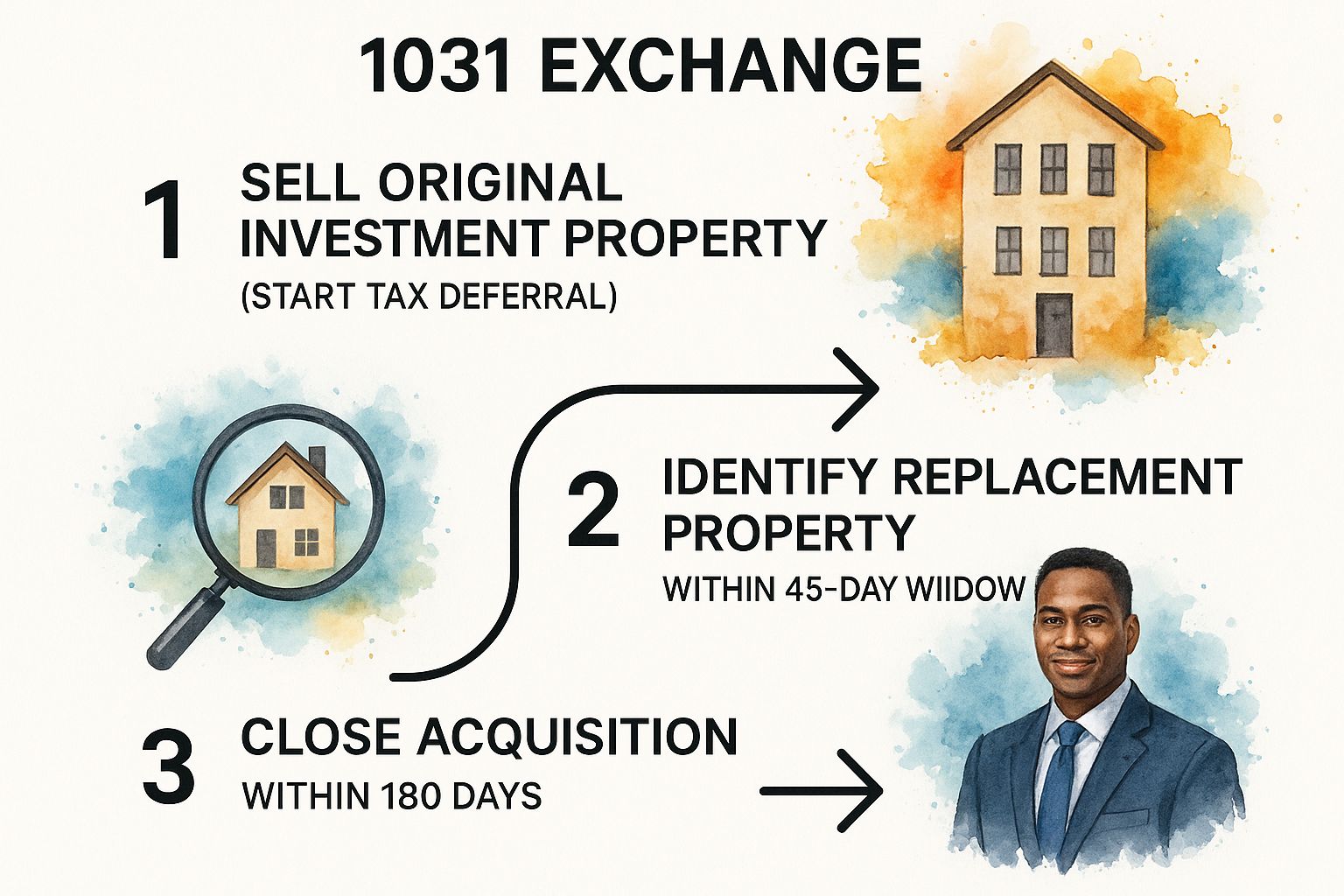 Infographic showing key data about 1031 Exchange (Tax-Deferred Exchange)