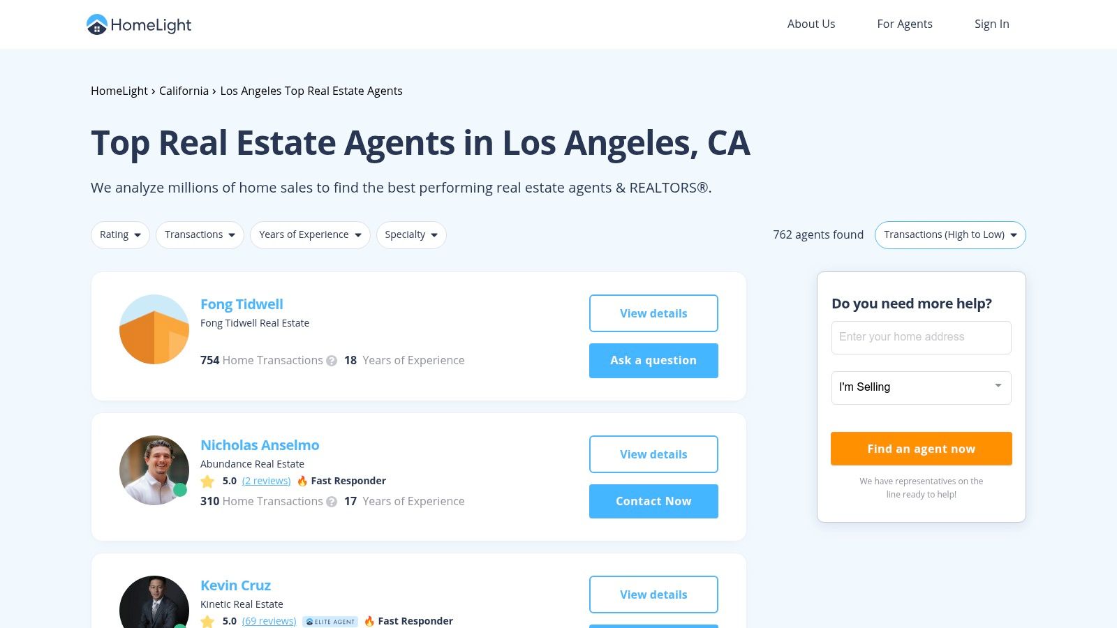 HomeLight — Top Los Angeles Real Estate Agents