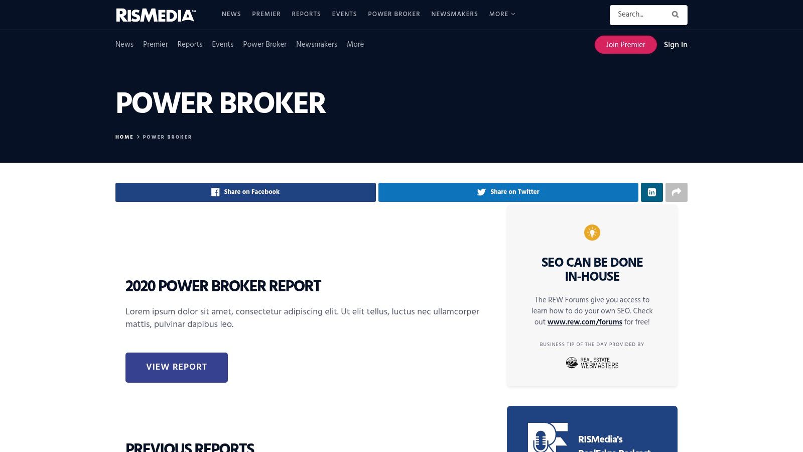 RISMedia &mdash; Power Broker Report & Directory