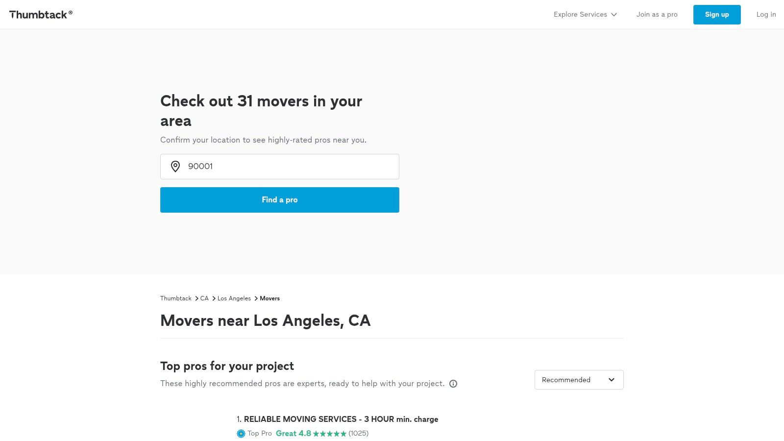 Thumbtack – Los Angeles Movers