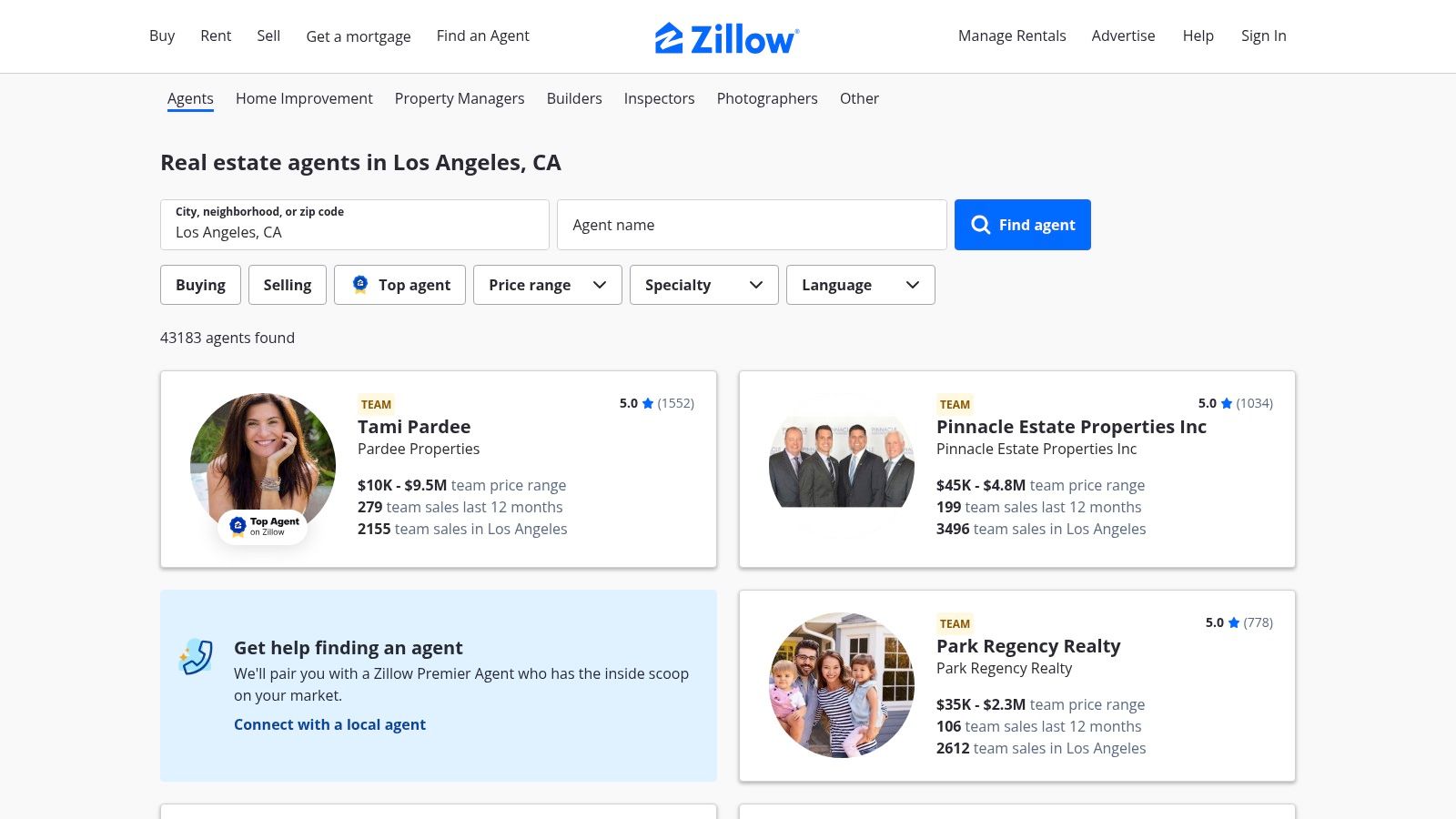 Zillow — Agent Finder (Los Angeles)