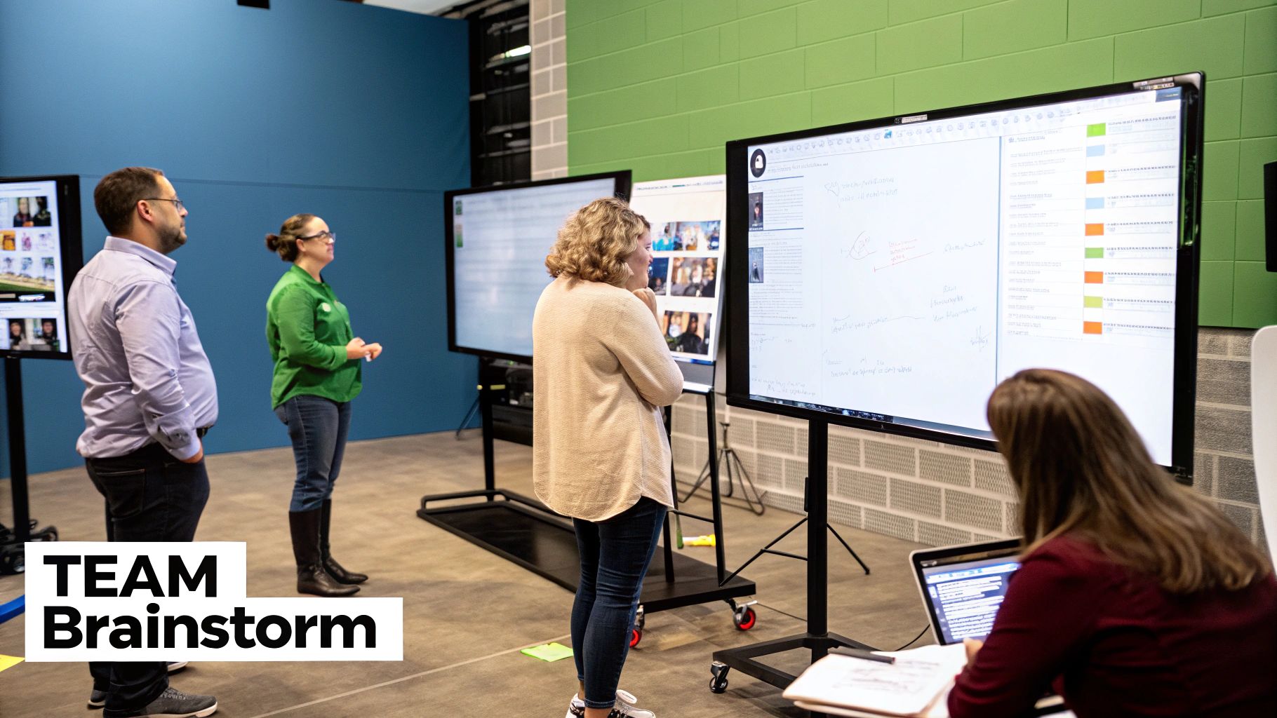 Image depicting a team collaborating on a collaborative online whiteboard.