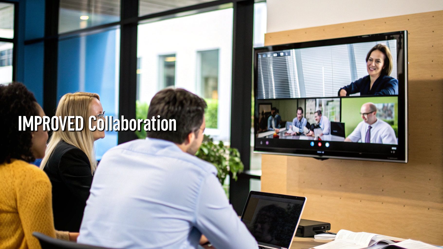 People in a videoconference call using essential features like screen sharing