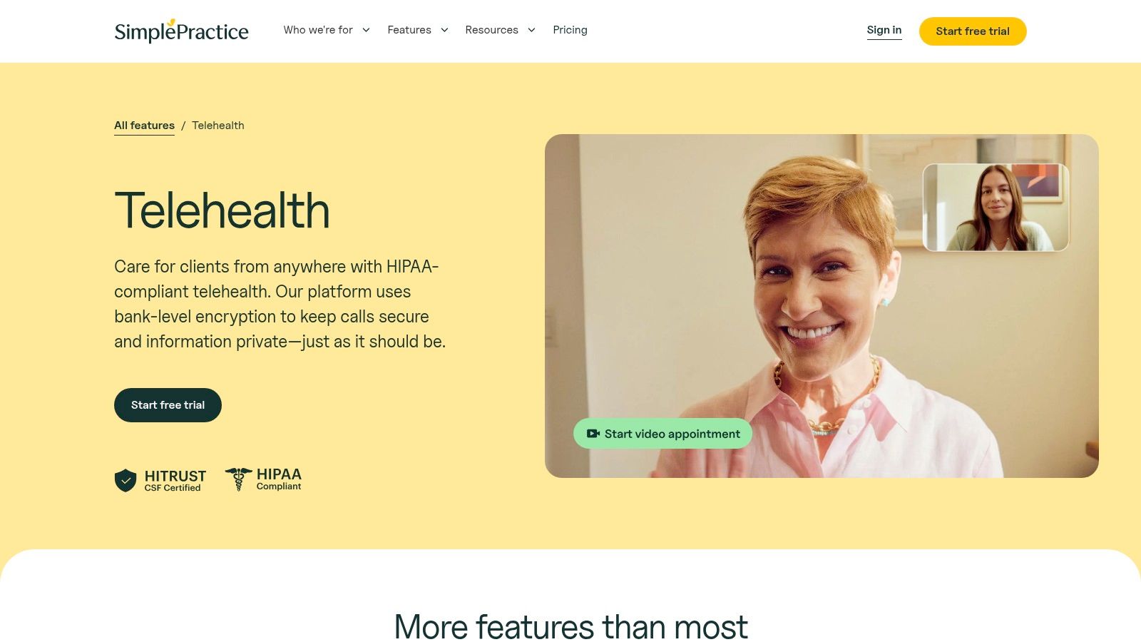SimplePractice Telehealth