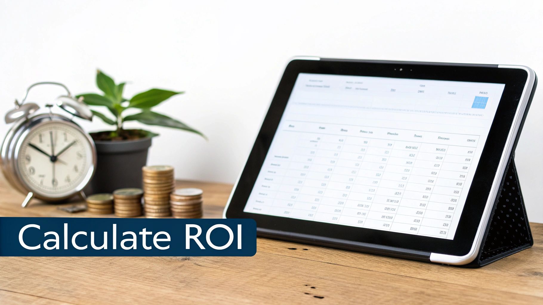 Woman in a cryotherapy chamber with text overlay reading "Calculate Your ROI"