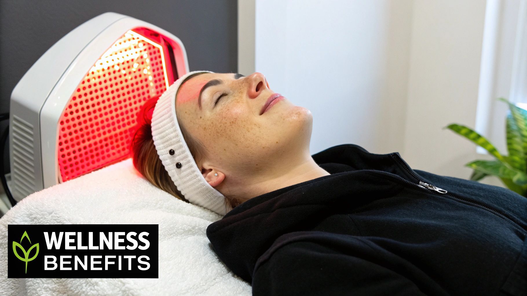 Woman enjoying red-light therapy for its health benefits