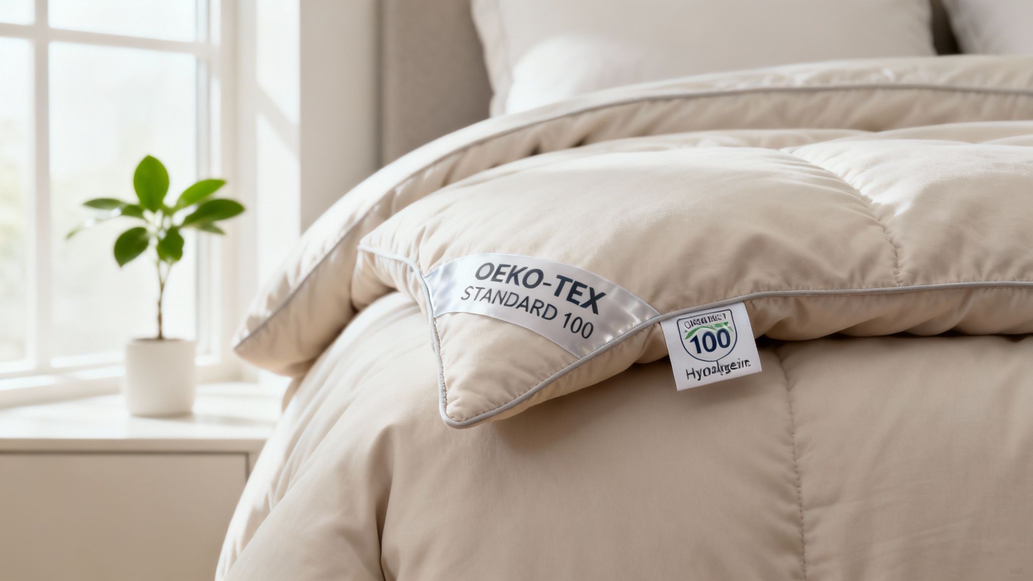 Woman holding soft bedding set