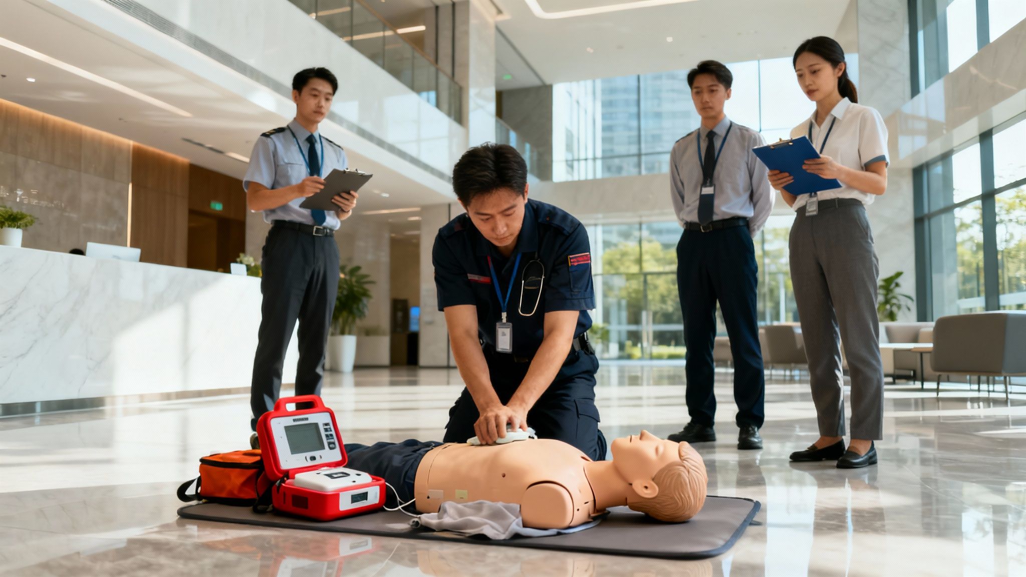 Emergency response team members participating in a training drill.
