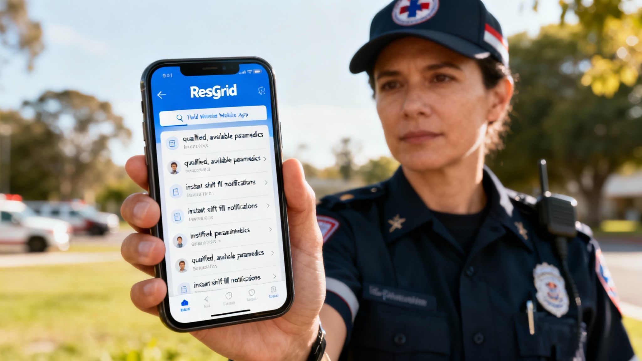 Screenshot from https://resgrid.com/ showing the Resgrid dashboard with scheduling and personnel management features.