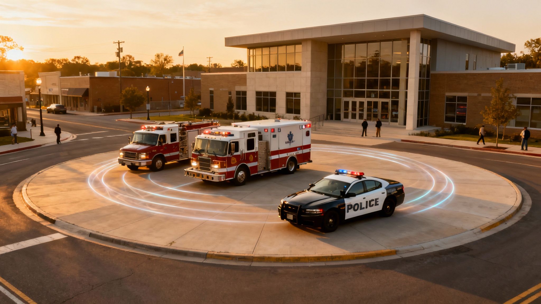 First responders working together at the scene of an emergency