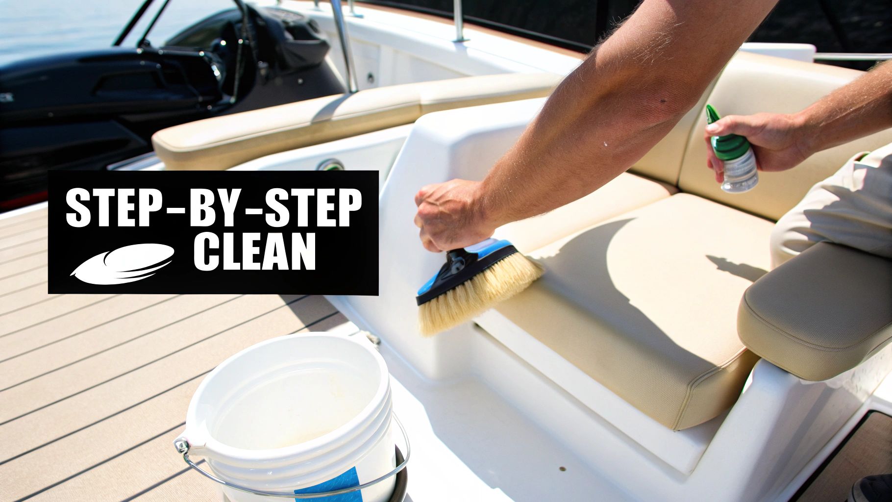 Boat vinyl cleaning demonstration