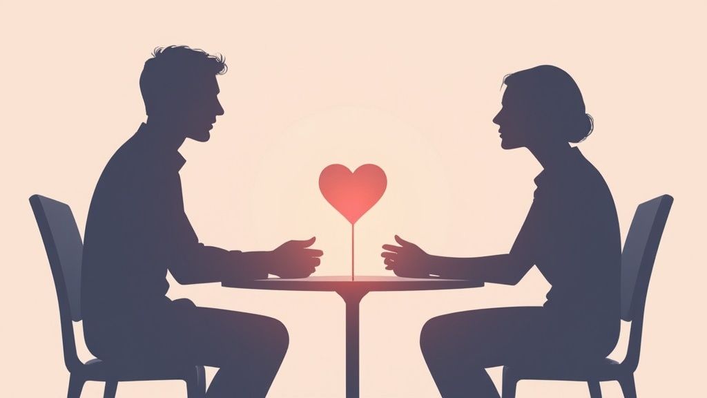 A person interacting with an AI chatbot on a smartphone, symbolizing a virtual relationship.