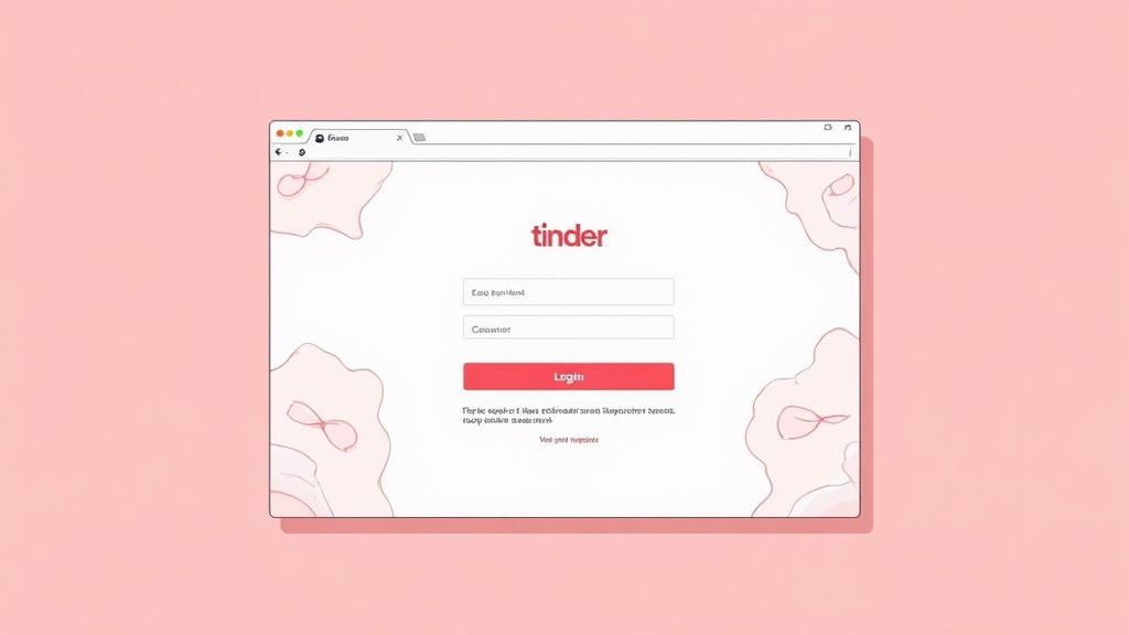 Woman using Tinder on her laptop while sitting on a couch