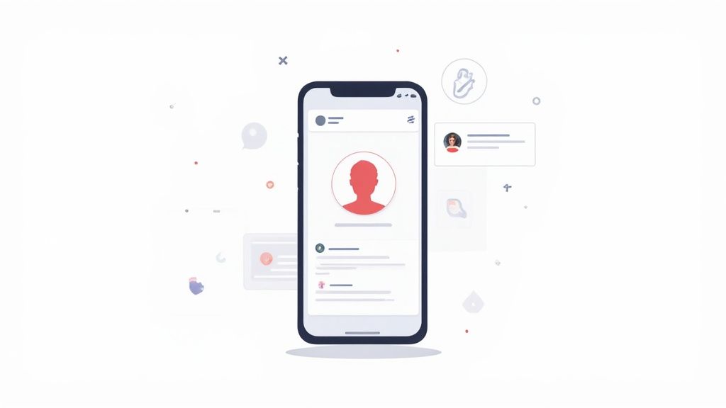 Woman smiling and holding a phone, representing Tinder profile optimization.