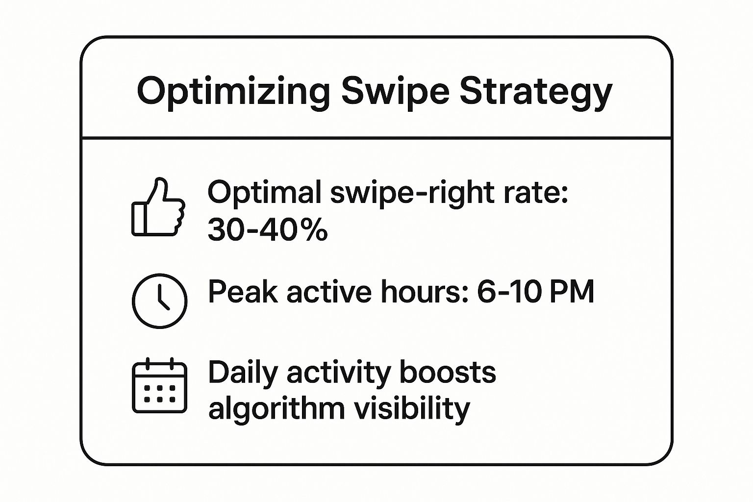 Infographic showing key data about Optimize Your Swiping Strategy and Timing