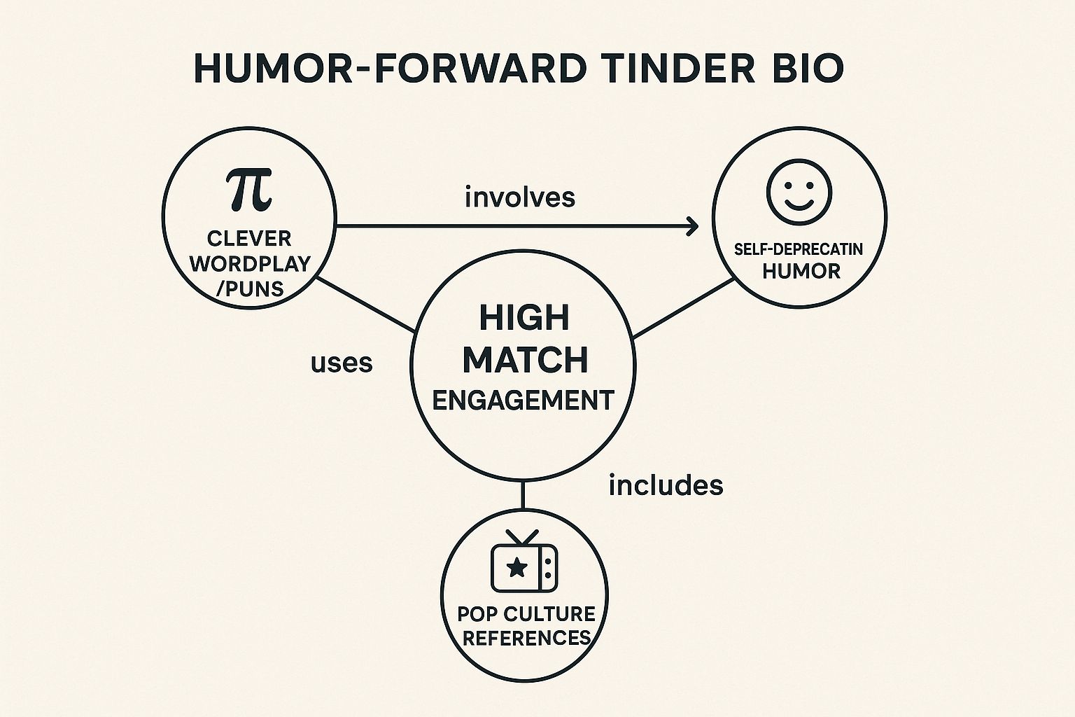 Infographic showing key data about 1. The Humor-Forward Bio: Making Them Swipe Right with a Smile