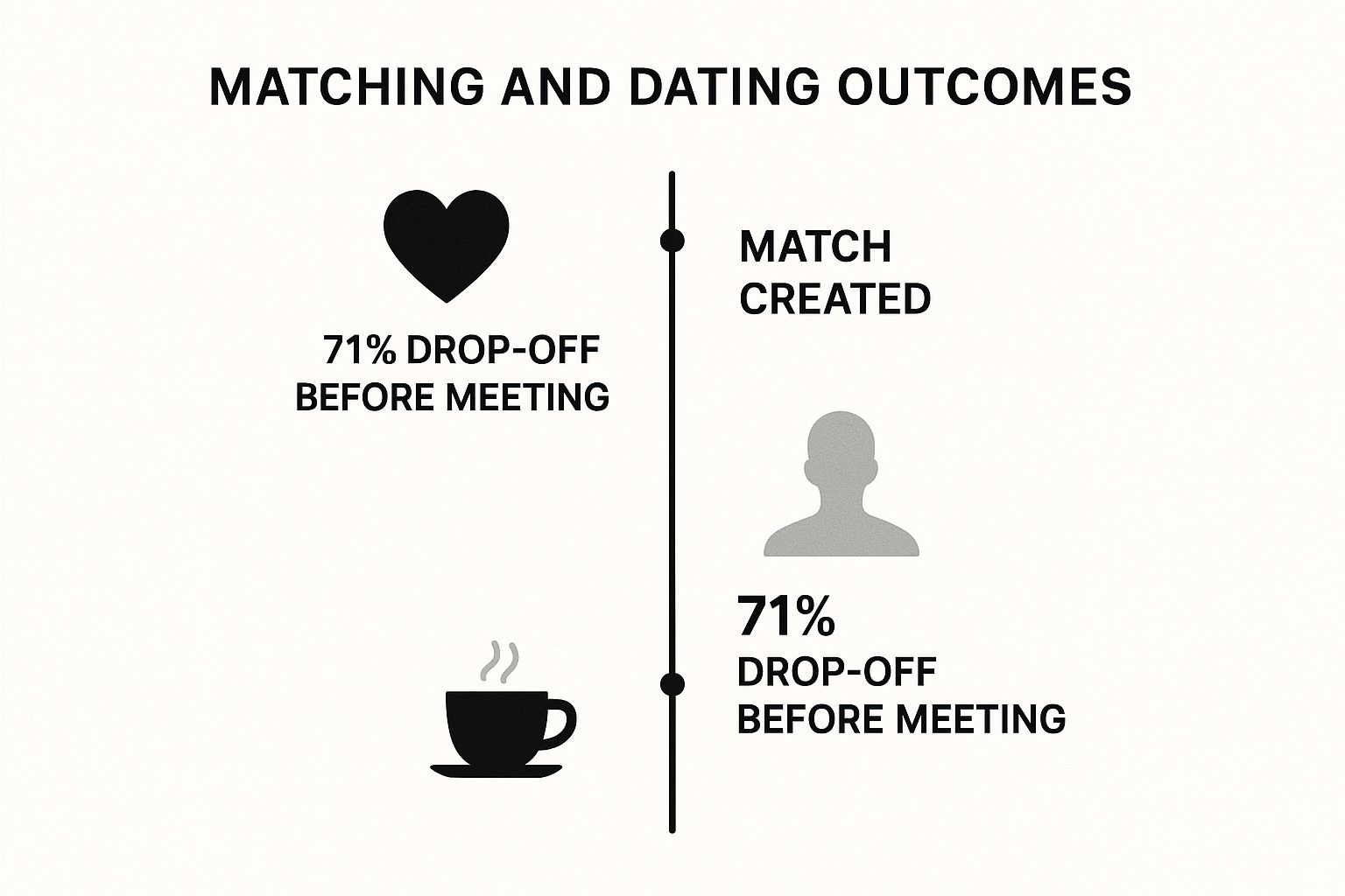 Infographic showing the drop-off from match to in-person date