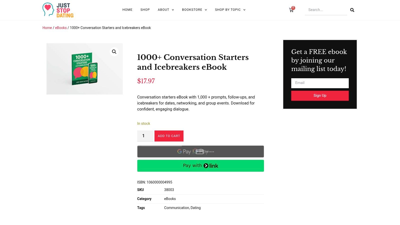 Just Stop Dating – 1000+ Conversation Starters and Icebreakers eBook