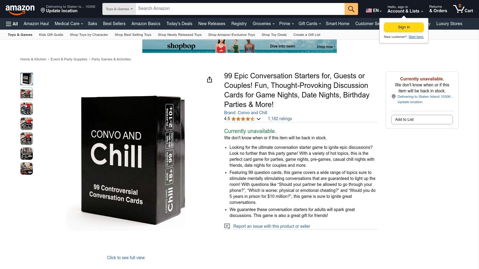 Amazon – Convo and Chill Conversation Starters