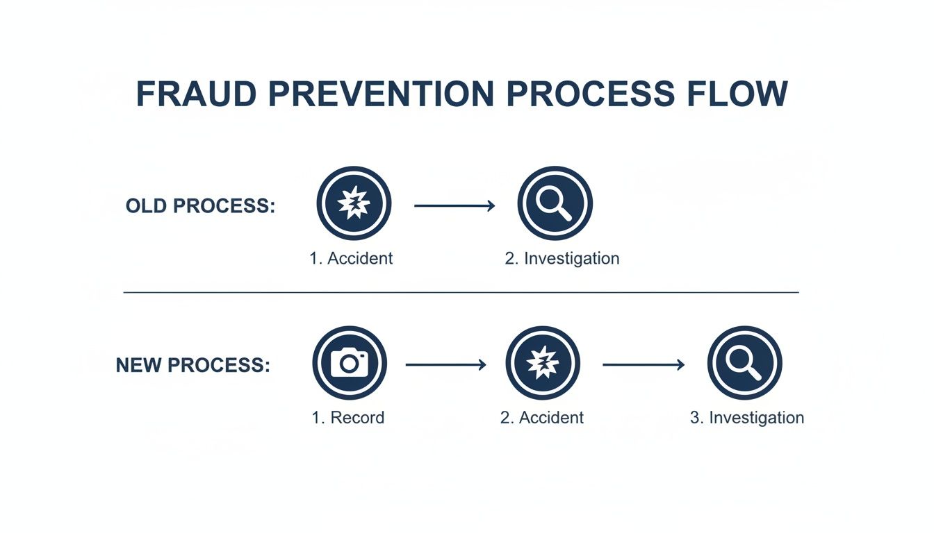 Fraud prevention process flow: Old process has 
