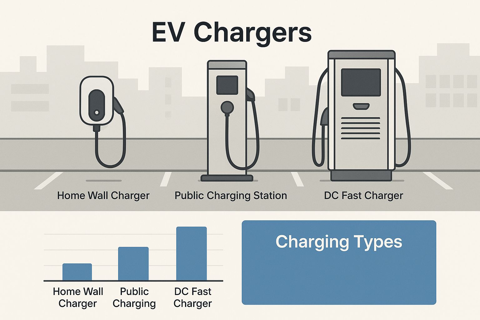 Drawing of three ev chargers