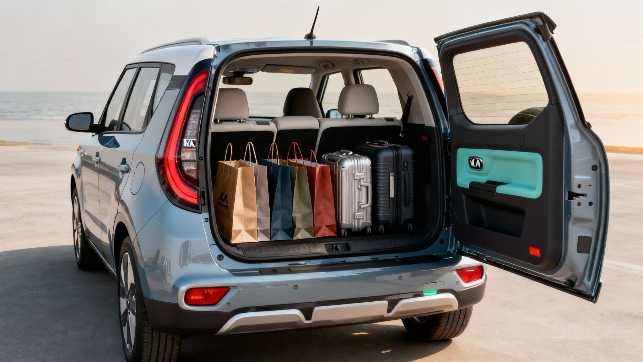 KIA boot with shopping in it