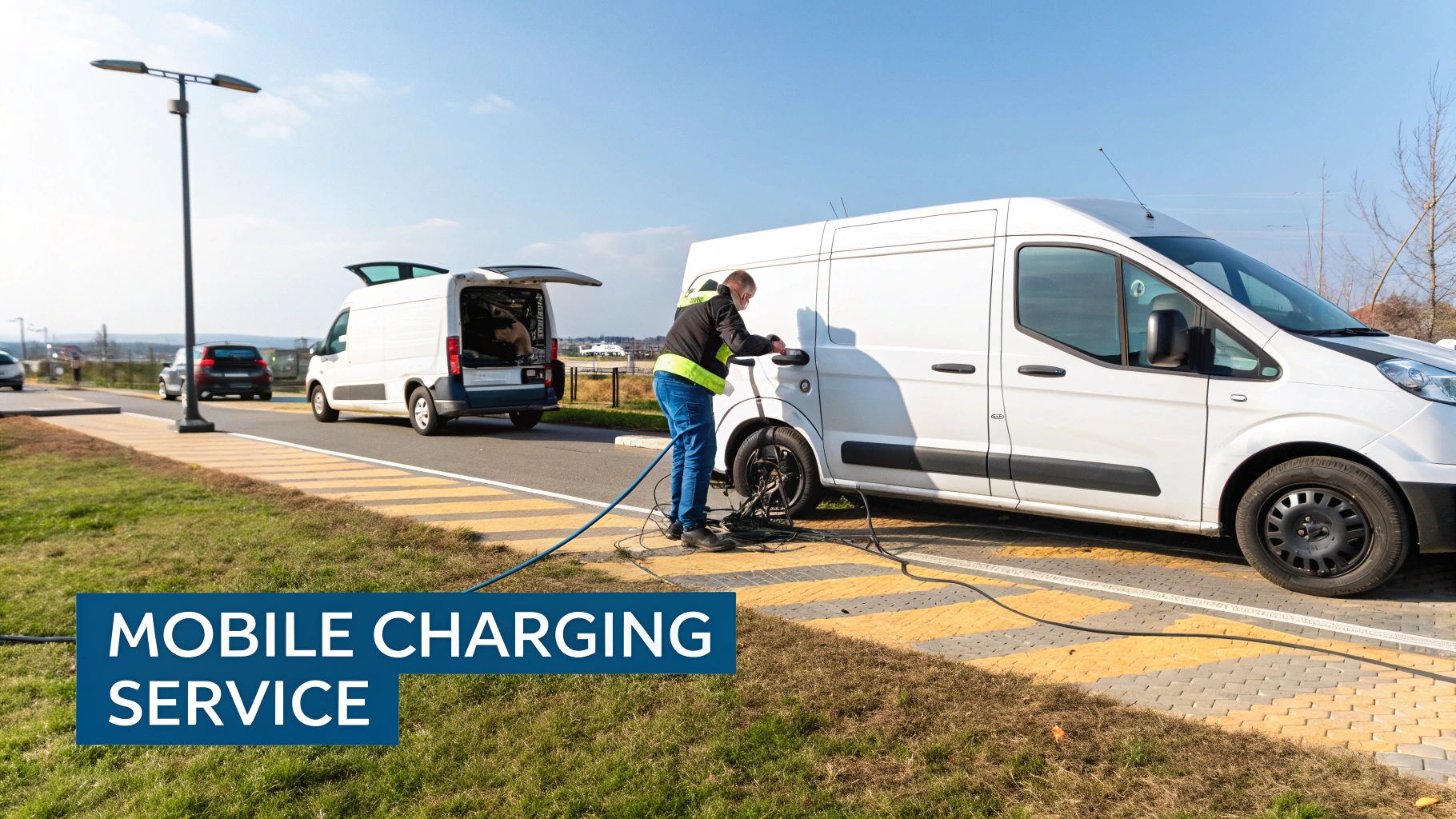 workman charging a van