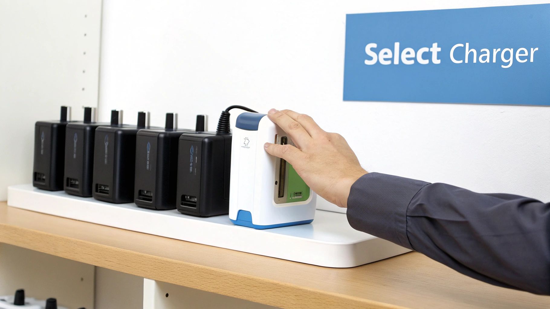 AC TO DC battery on a shelf