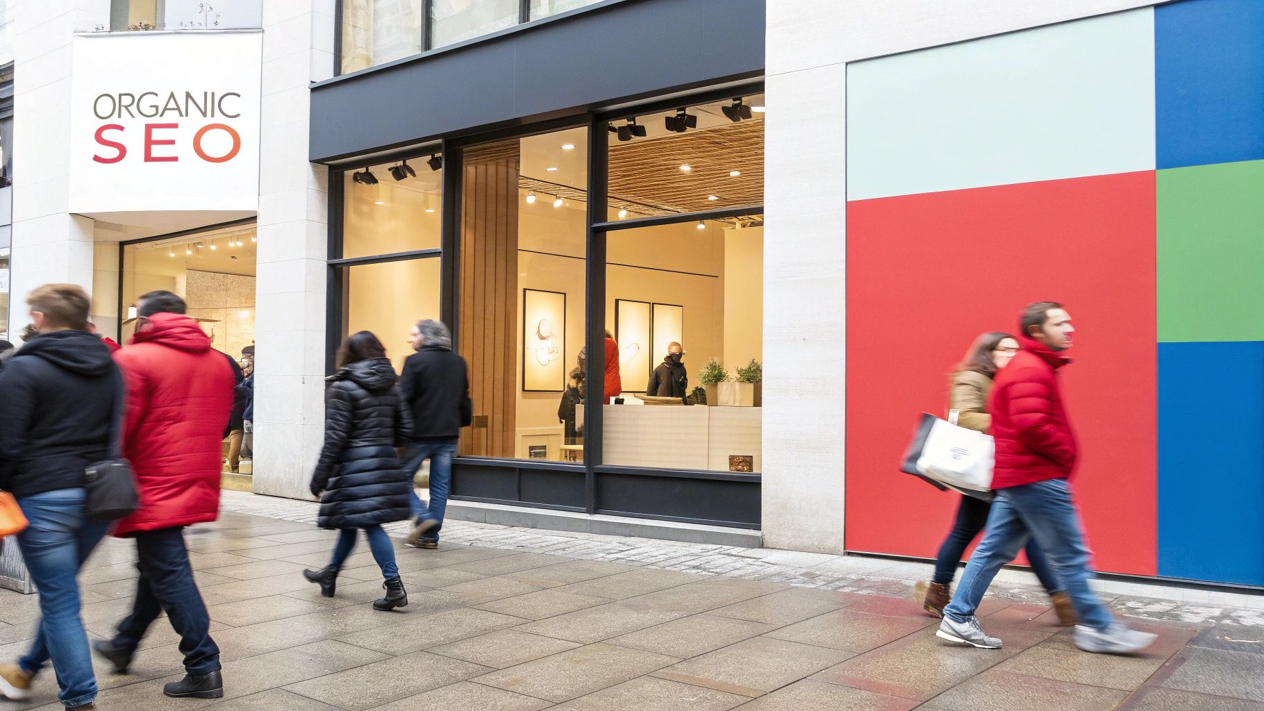 people walking on a high street