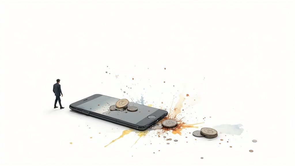 Your Website Deserves Better Than “Good Enough” 2 A person looking at their phone with a concerned expression, representing the cost of a bad mobile site.