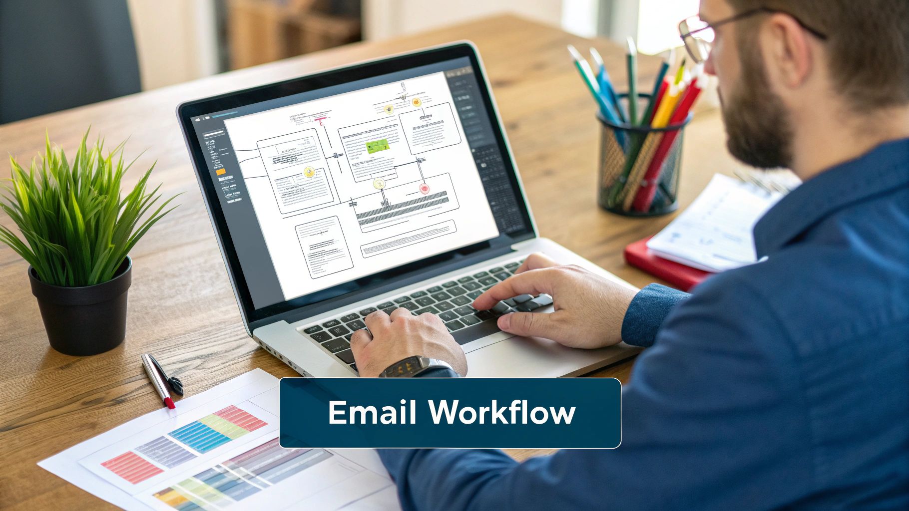 A visual representation of an email marketing workflow with different branches based on user actions.