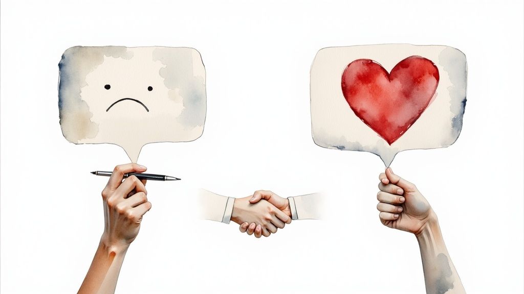 Your Online Reputation Is What Google Says It Is 3 A person responding to customer feedback on a laptop, showing a professional and calm demeanor