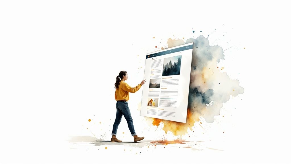 A close-up shot of a person's hands typing on a laptop keyboard, focusing on creating engaging content.