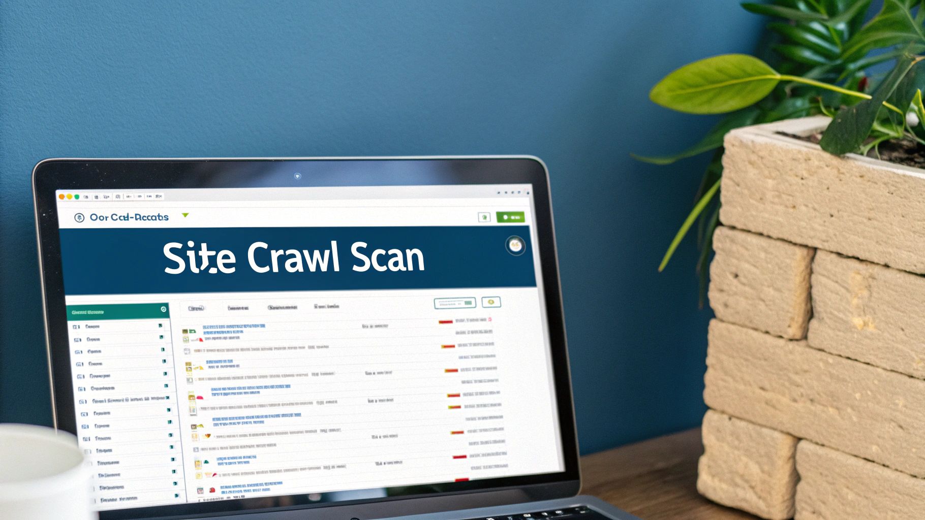 A person looking at a computer screen displaying Google Analytics data.