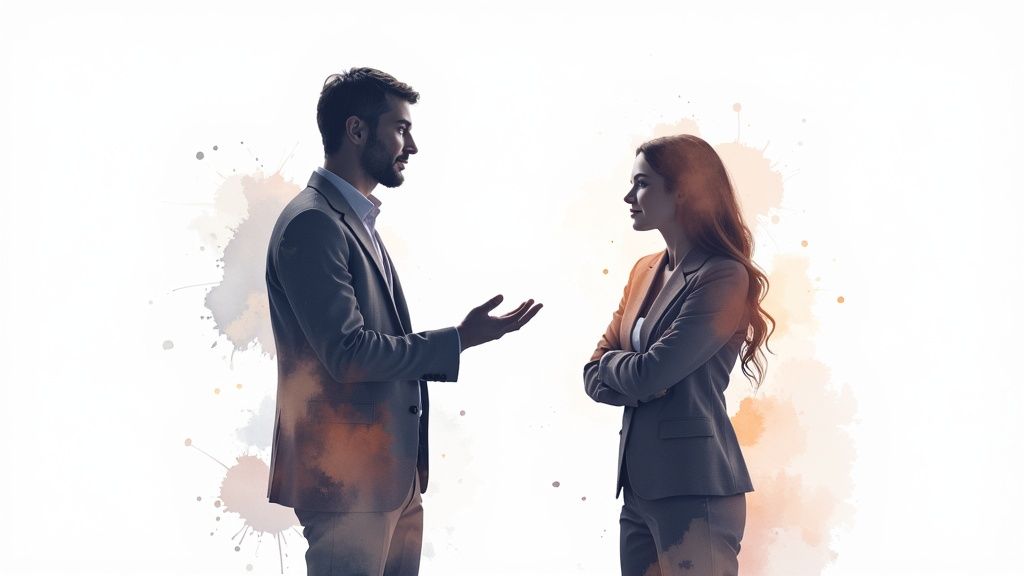 A group of diverse people sitting around a table in a business meeting, collaborating on ideas.