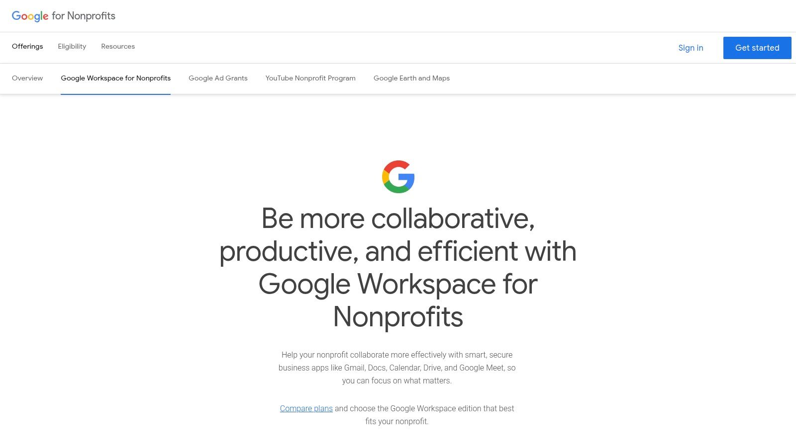 Google for Nonprofits (Google Sites)