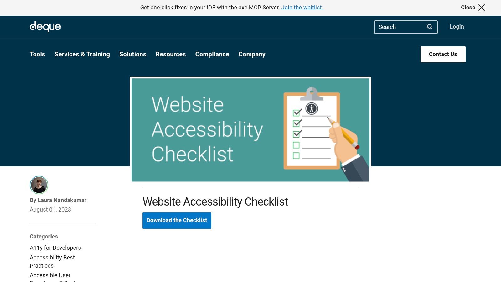 Deque Systems' Website Accessibility Checklist