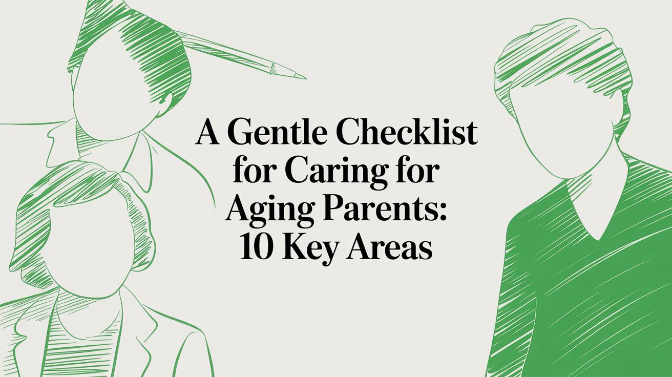 Caring for aging parents checklist caregiving illustration