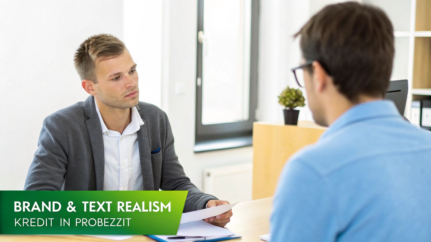 Geschäftsmann bespricht Kredit in der Probezeit mit einem Kunden im modernen Büro.