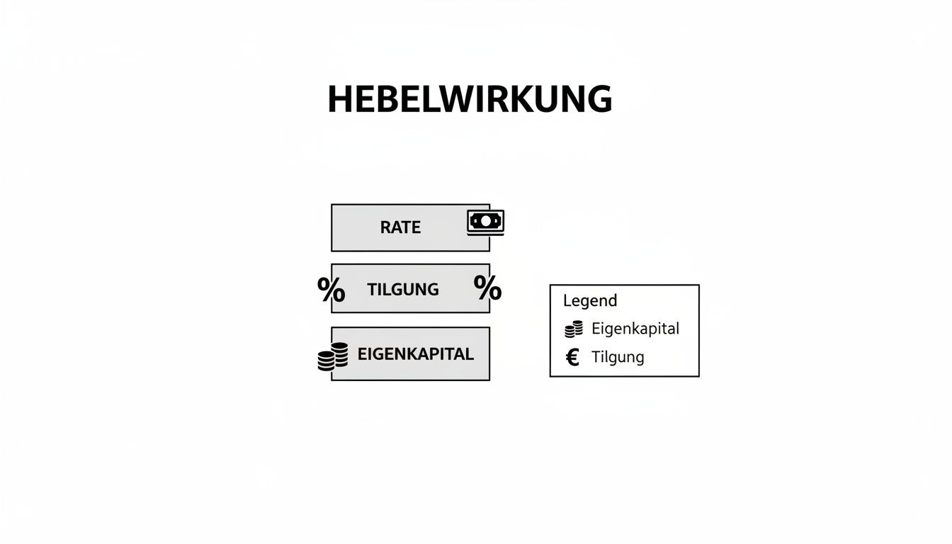 Leverage diagram with fields for installment, repayment and equity as well as a legend.