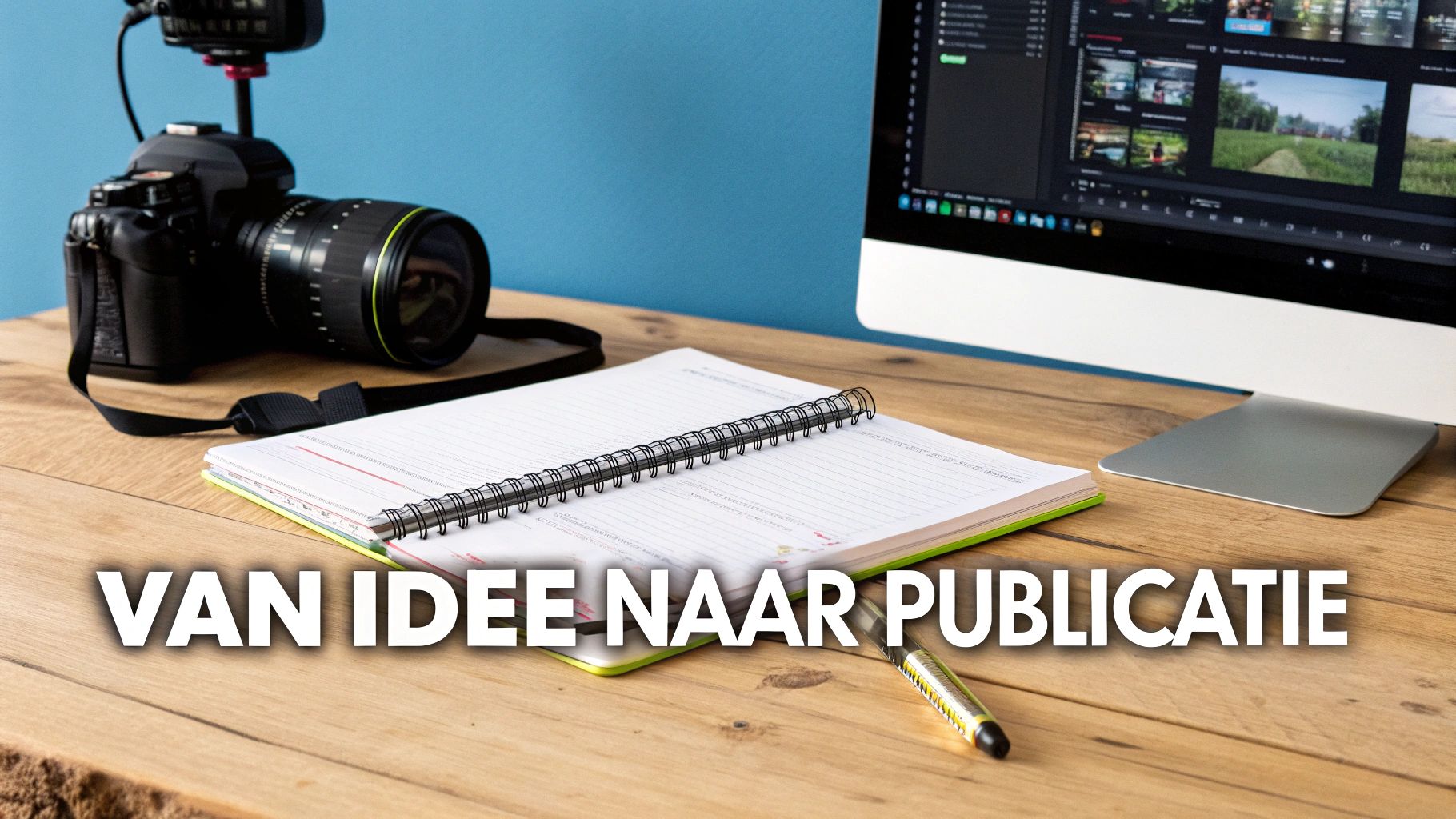 Een team dat samenwerkt aan contentcreatie