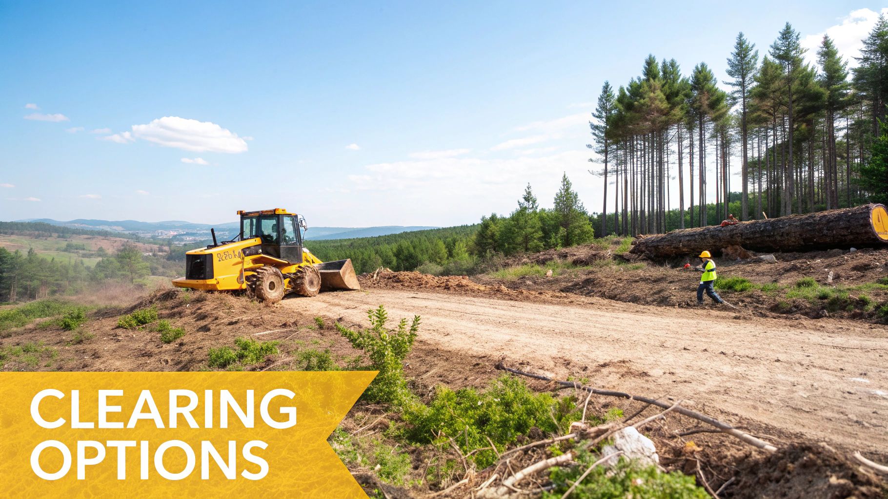 Forestry mulcher clearing dense brush and trees.