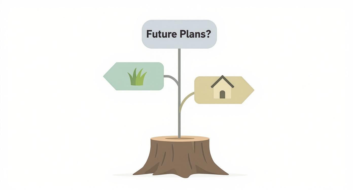 Infographic about stump grinding vs stump removal