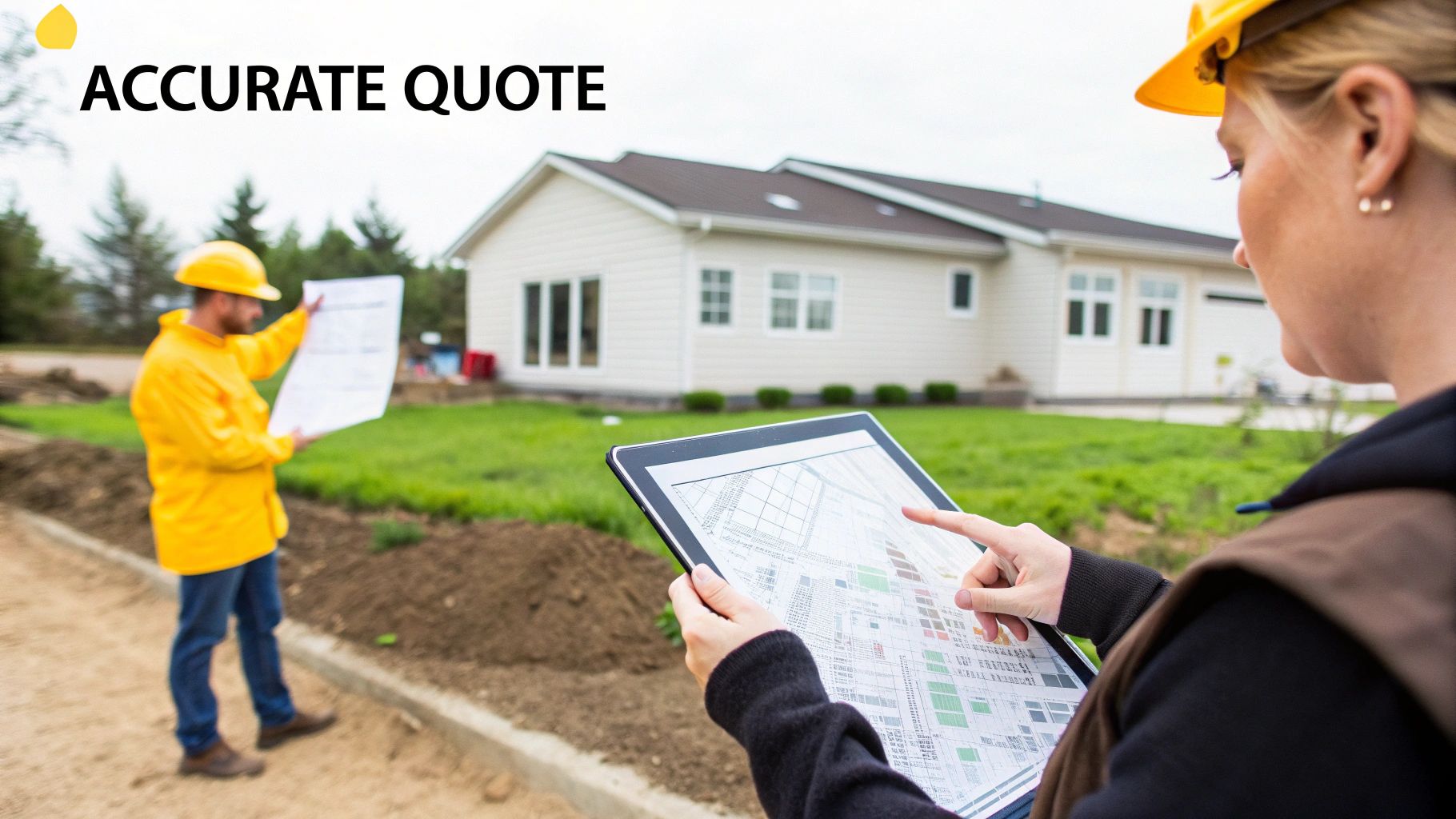 A land surveyor working in a field with equipment.