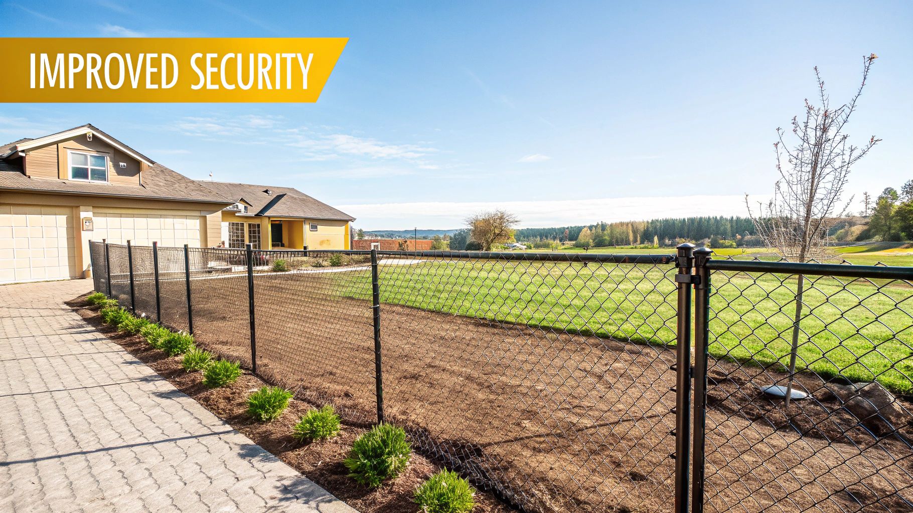A clear fence line after professional clearing.