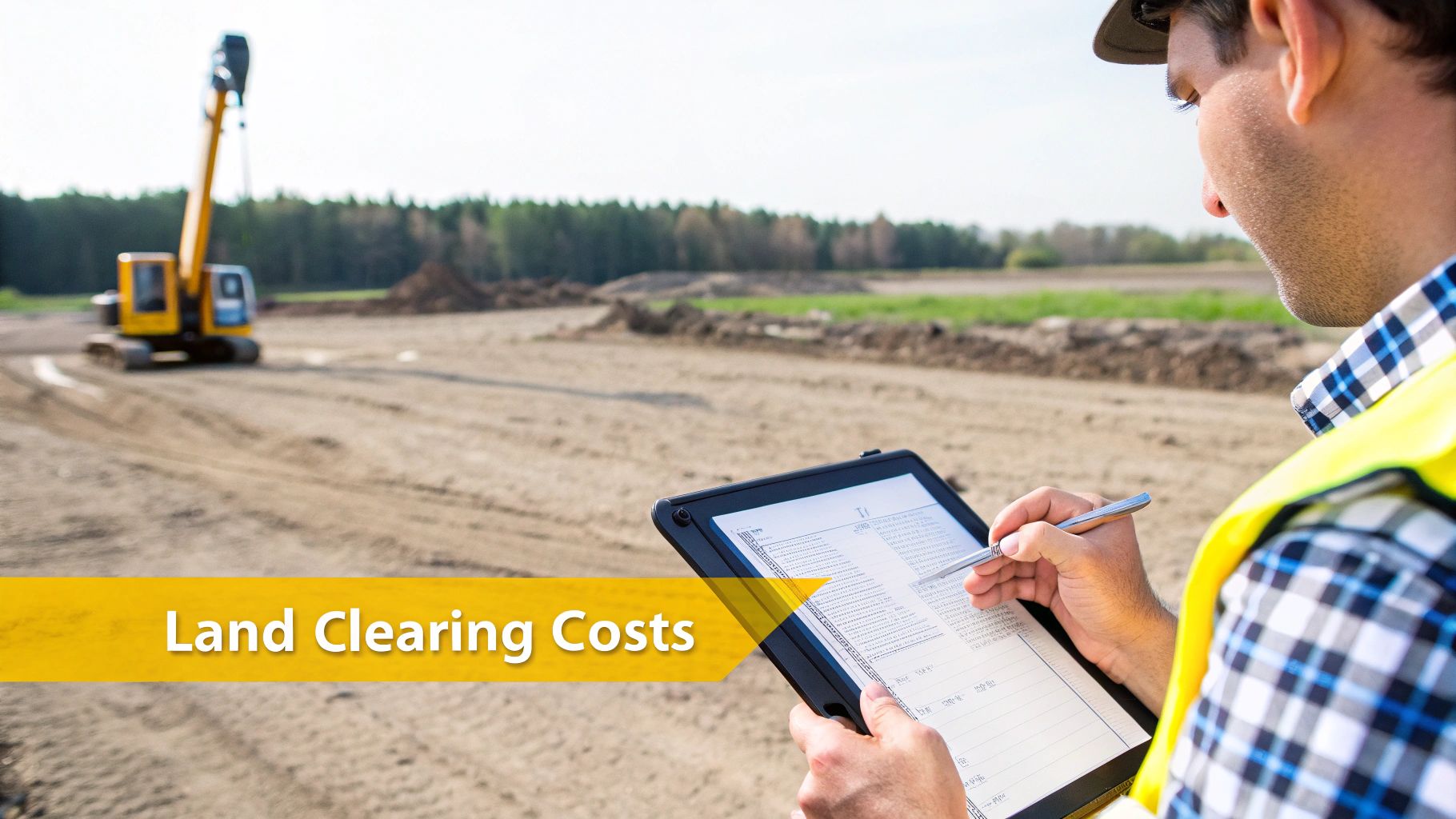A forestry mulcher at work on a sunny day, showcasing the scale of land clearing projects.
