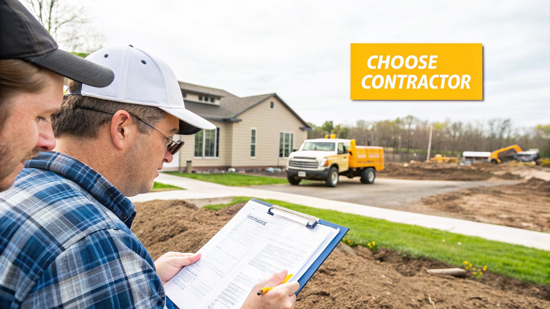 A professional land clearing contractor operating a skid steer with a forestry mulcher attachment in a dense wooded area.